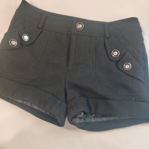 Wool Black Cuff Shorts Size L